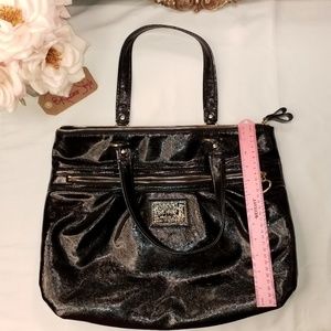 COACH Poppy large black patent leather bag